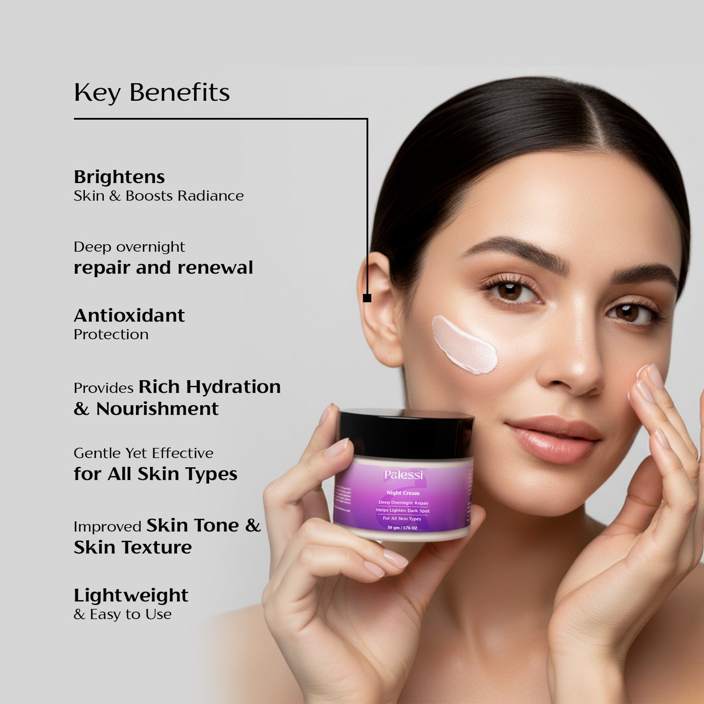 Palessi Night Cream with Alpha Arbutin, Vitamin-E, Mulberry  50 gm