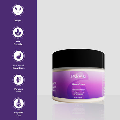 Palessi Night Cream with Alpha Arbutin, Vitamin-E, Mulberry  50 gm